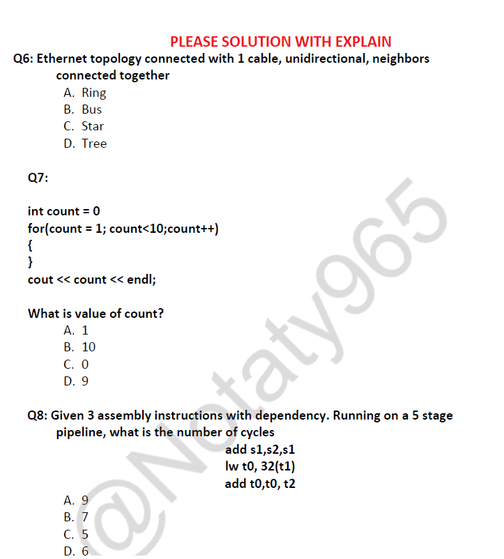 Solved PLEASE SOLUTION WITH EXPLAIN Q6: Ethernet topology | Chegg.com