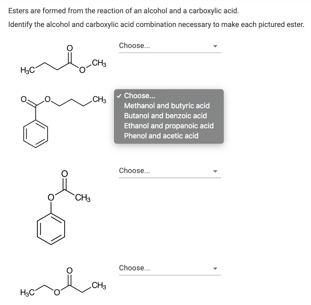Solved Esters Are Formed From The Reaction Of An Alcohol