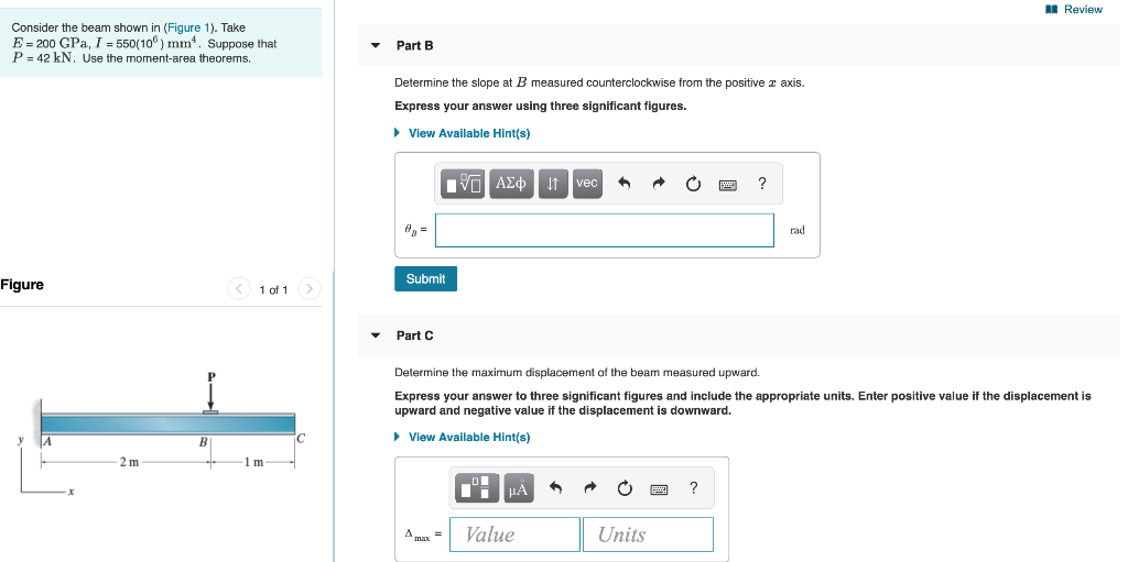 Solved un Review A Review Consider the beam shown in (Figure | Chegg.com
