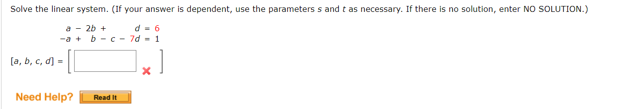 Solved Solve The Linear System. (If Your Answer Is | Chegg.com