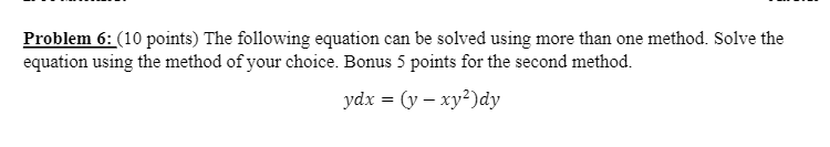 Solved Problem 6: (10 points) The following equation can be | Chegg.com