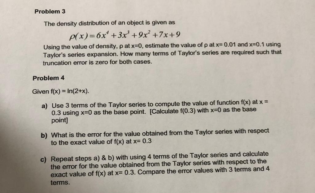 Solved The density distribution of an object is given as | Chegg.com