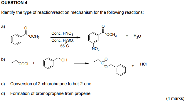 Solved QUESTION 4 Identify the type of reaction/reaction | Chegg.com