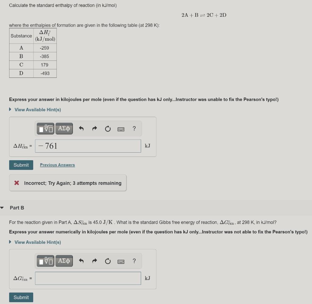 Solved Calculate the standard enthalpy of reaction (in
