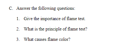 Solved Experiment No. 4 FLAME SPECTRA A Give the color of | Chegg.com