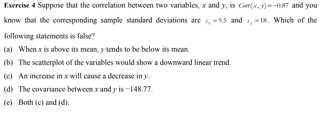 Solved Exercise 4 Suppose that the correlation between two | Chegg.com