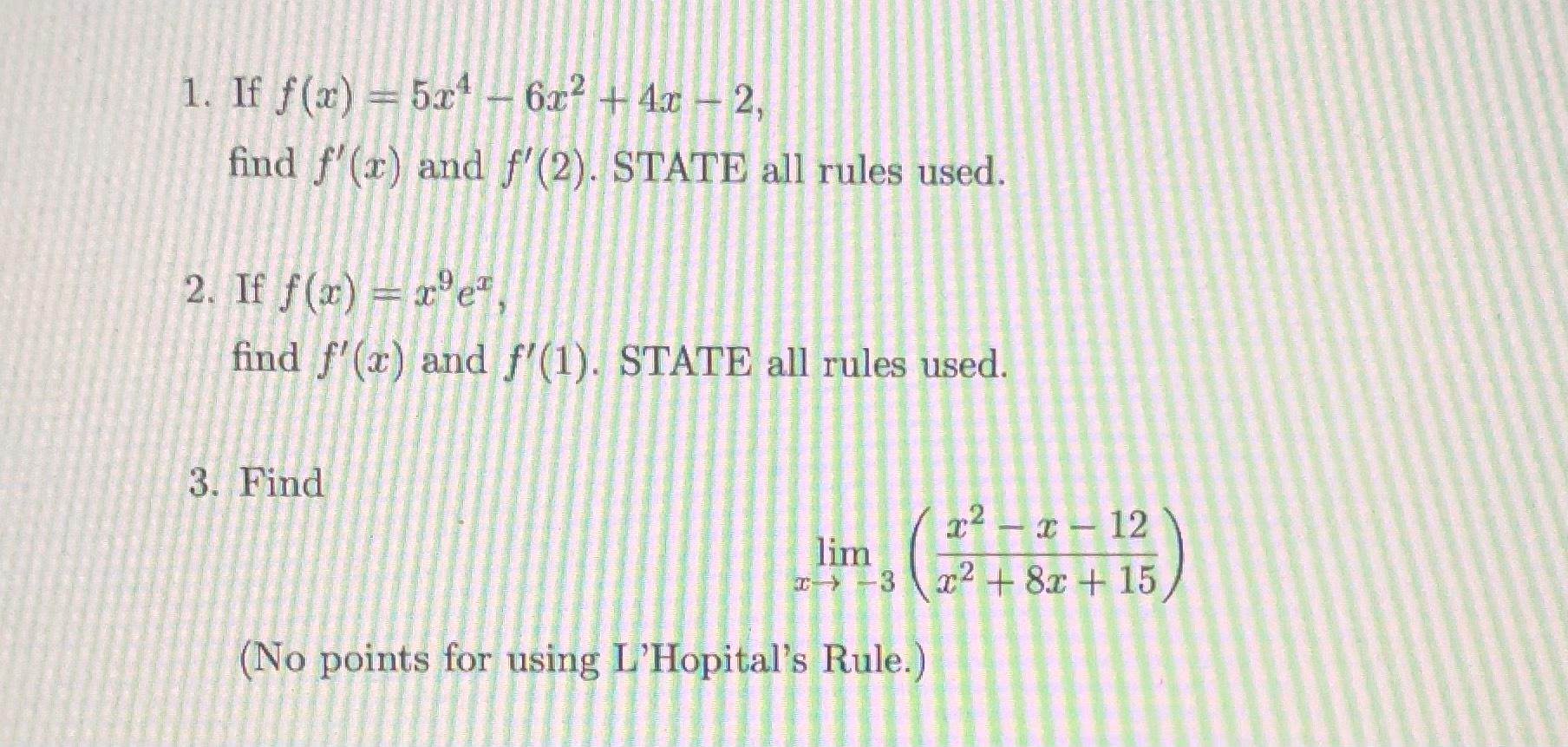 f x )= 6x 2 5x 1