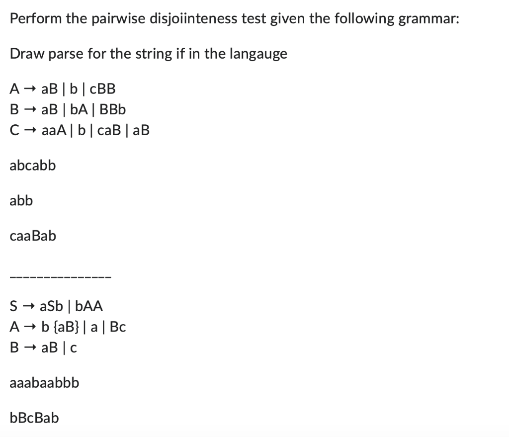 Solved Perform the pairwise disjoiinteness test given the | Chegg.com
