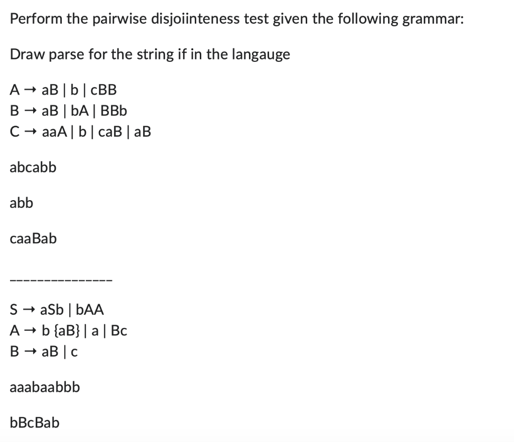 Solved Perform The Pairwise Disjoiinteness Test Given The | Chegg.com