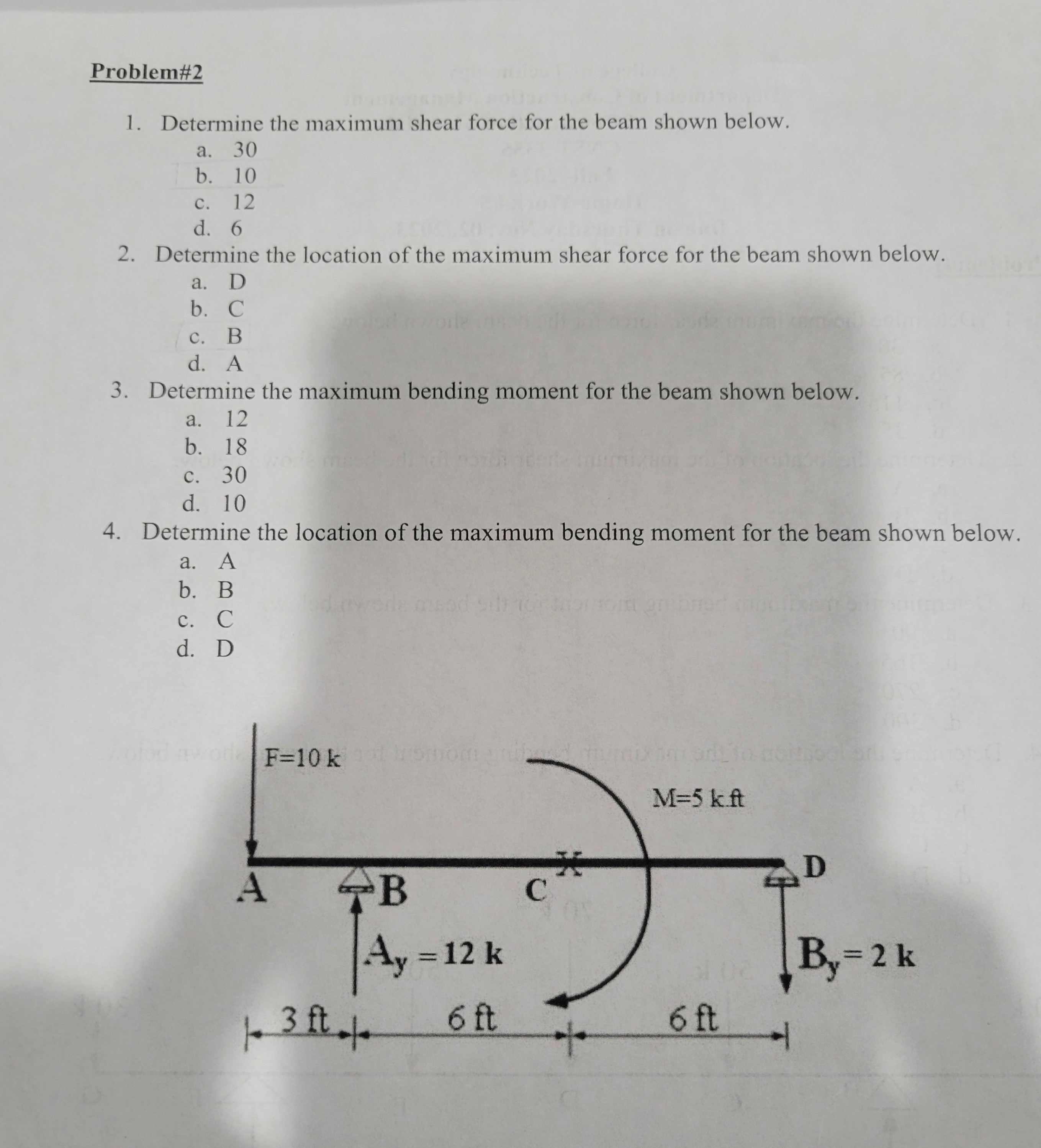 Solved 1. Determine The Maximum Shear Force For The Beam | Chegg.com