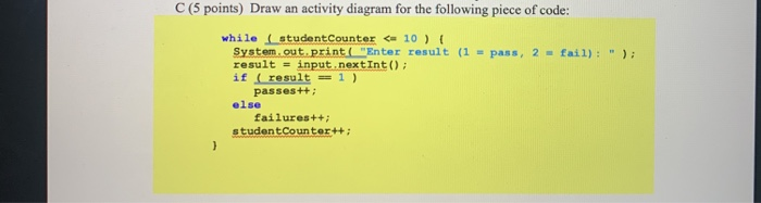 Solved C (5 points) Draw an activity diagram for the | Chegg.com