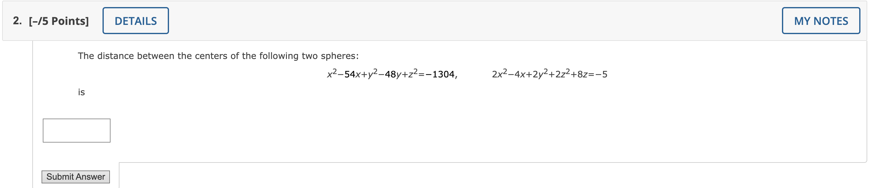 Solved The distance between the centers of the following two | Chegg.com