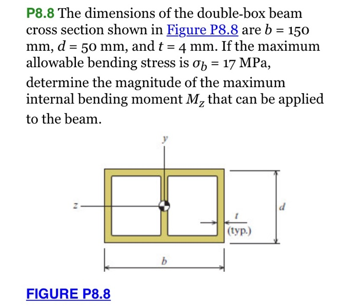 P8.8 The dimensions of the double‐box beam cross | Chegg.com