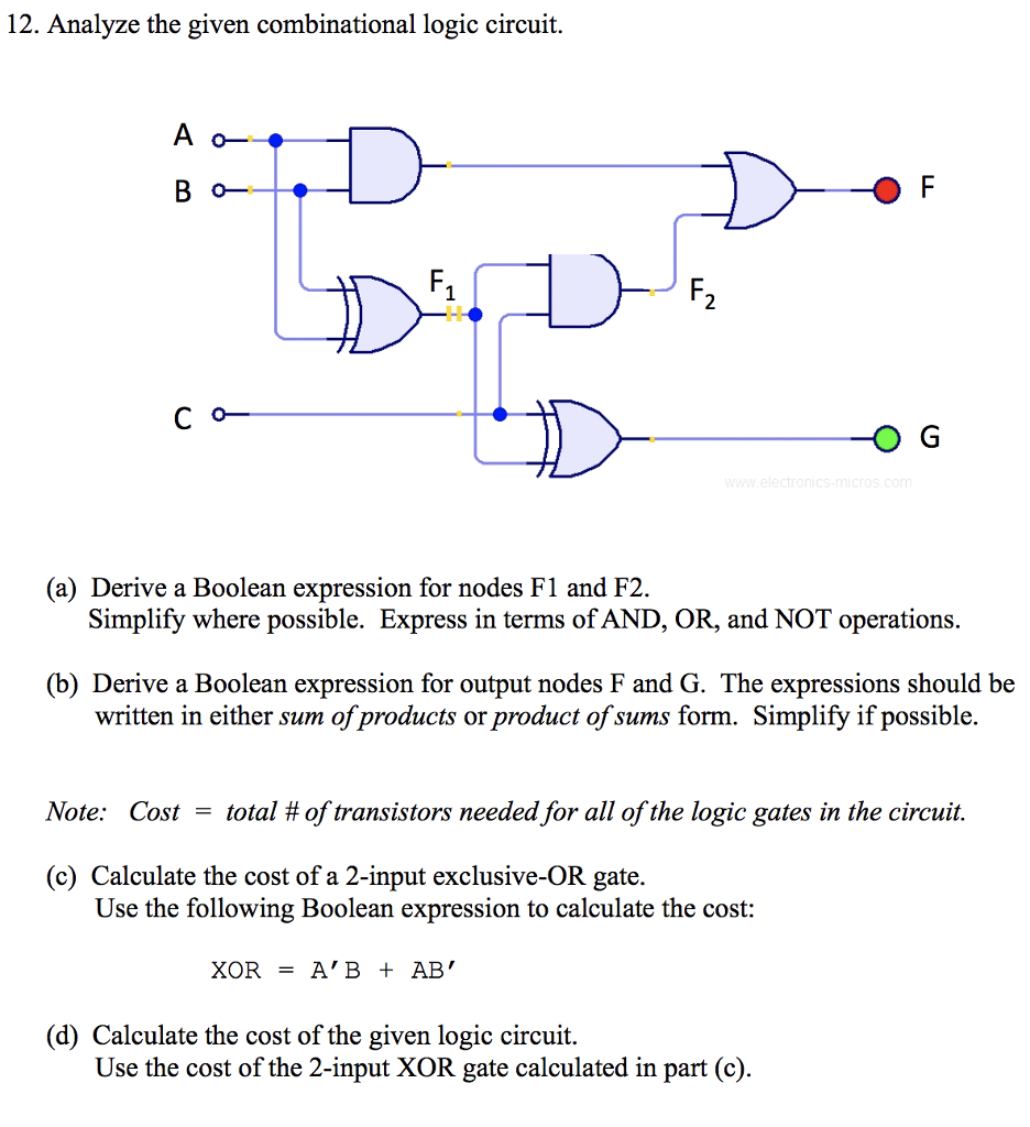 Solved 12. Analyze the given combinational logic circuit. A | Chegg.com