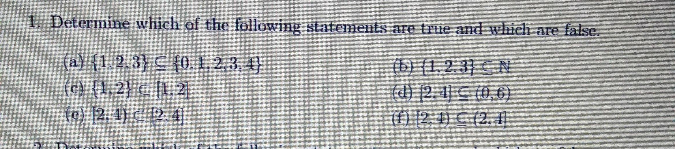 Solved 1. Determine which of the following statements are | Chegg.com