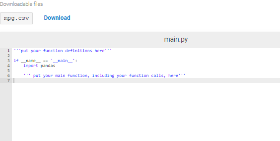 in python, the link of the mpg.csv files will be in | Chegg.com