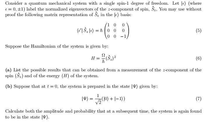 Solved Consider A Quantum Mechanical System With A Single | Chegg.com