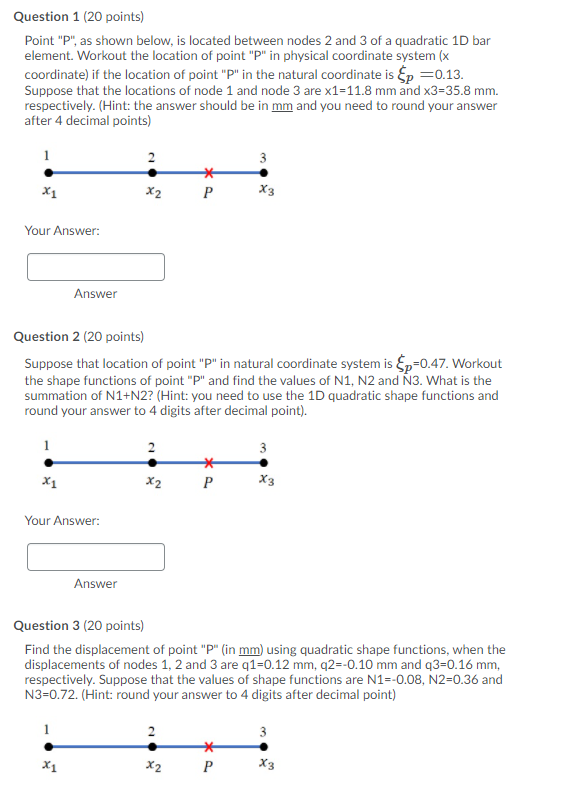 Solved Question 1 (20 Points) Point "P", As Shown Below, Is | Chegg.com