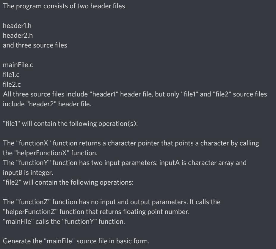 Solved The program consists of two header files header1.h | Chegg.com