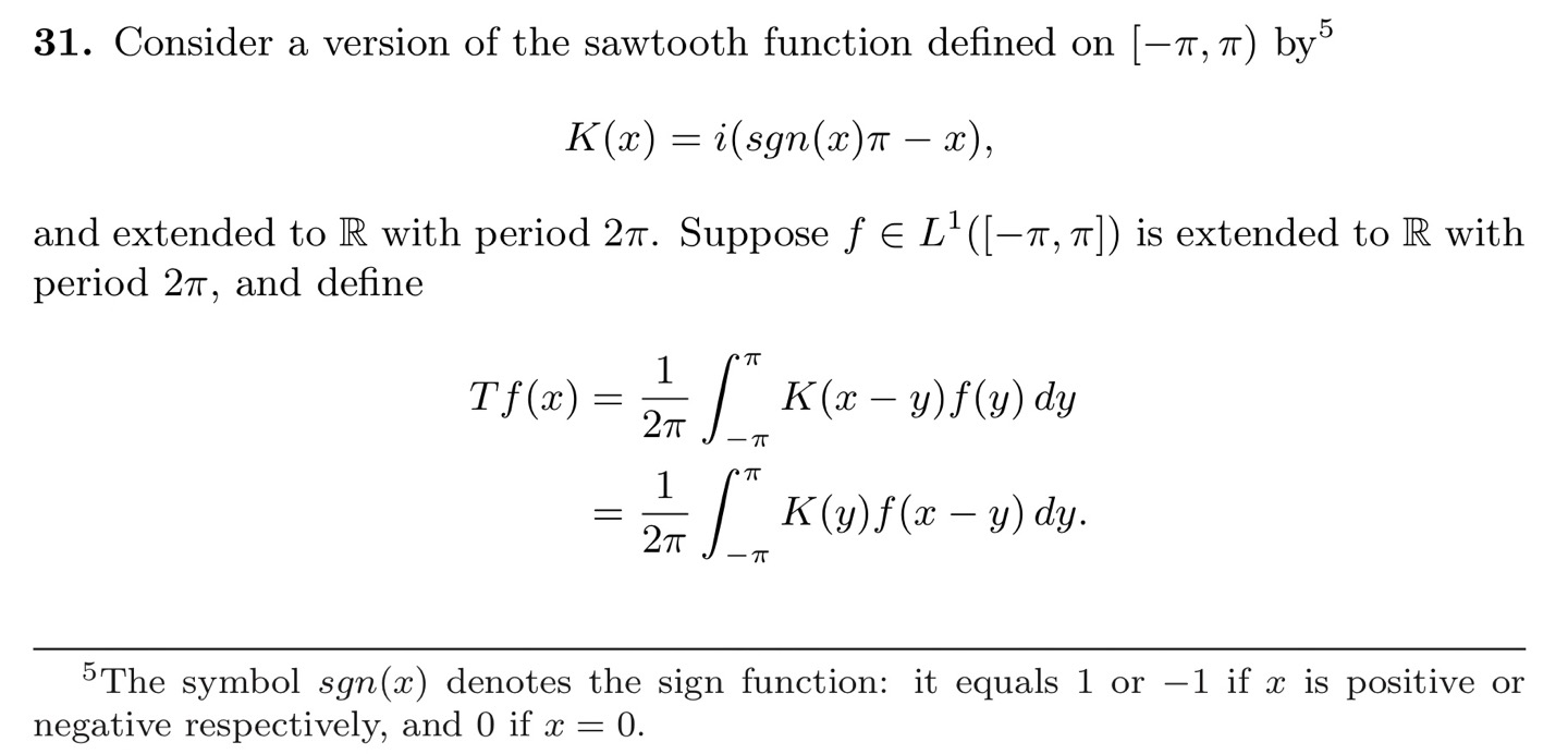 Solved 31. Consider a version of the sawtooth function | Chegg.com