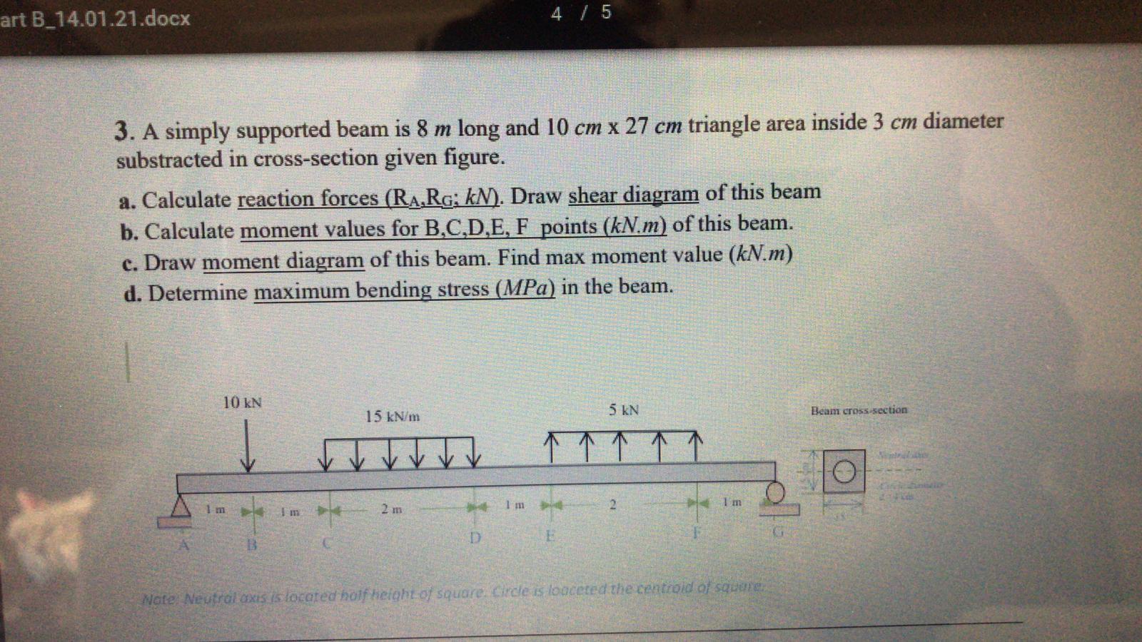 Solved art B_14.01.21.docx 4 / 5 3. A simply supported beam | Chegg.com