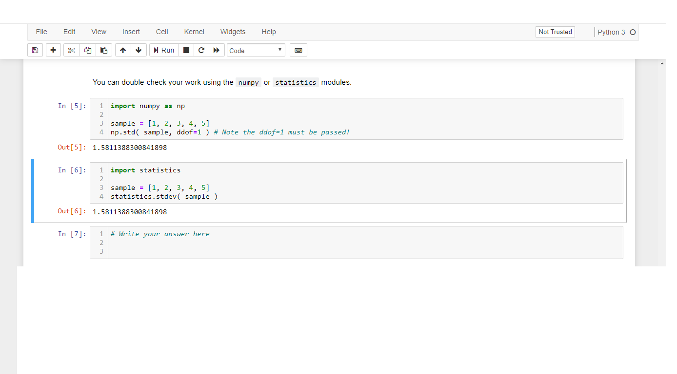 Solved Write a Python function called std_deviation( | Chegg.com
