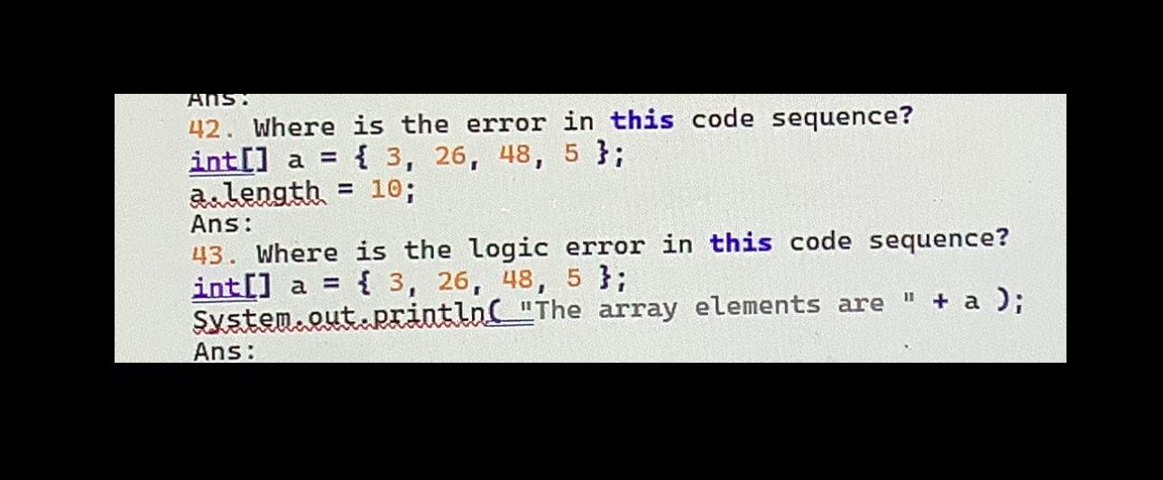 Solved 42. Where is the error in this code sequence? int | Chegg.com