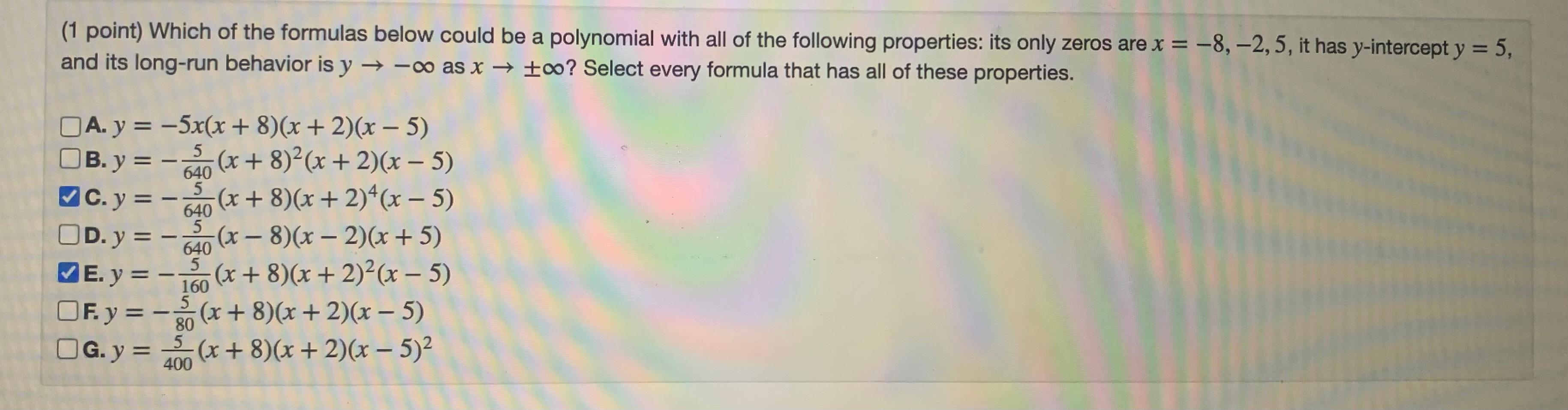 1 Point Which Of The Formulas Below Could Be A Chegg Com