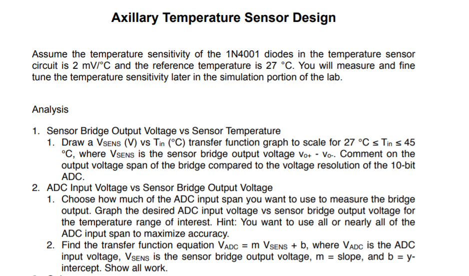 Axillary Temperature Sensor Design Assume the | Chegg.com