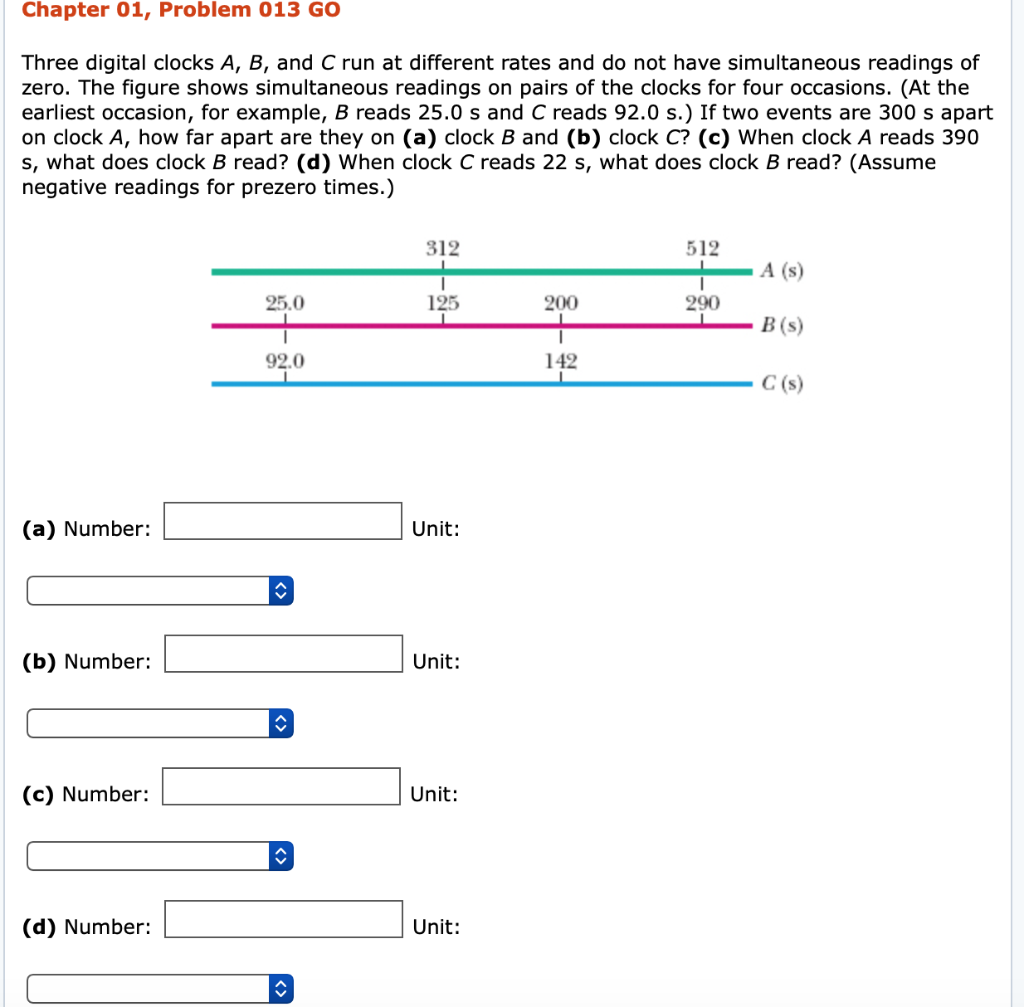 Solved Chapter 01, Problem 013 GO Three digital clocks A, B, | Chegg.com