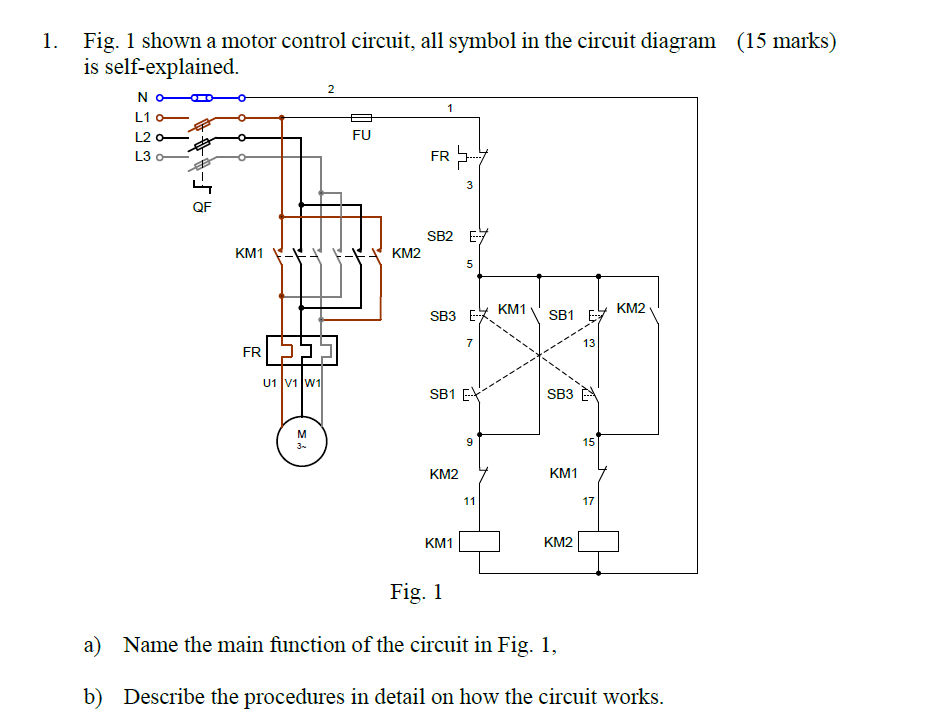 Solved Fig. 1 shown a motor control circuit, all symbol in | Chegg.com