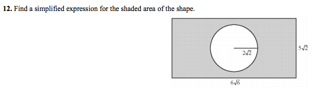 Solved 12. Find a simplified expression for the shaded area | Chegg.com