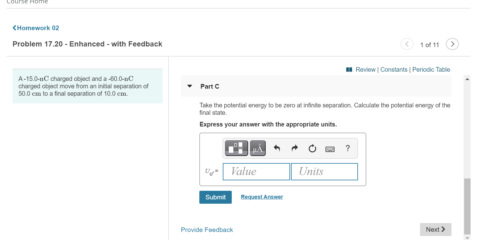 Solved Homework 02 Problem 17.20 - Enhanced - with Feedback | Chegg.com