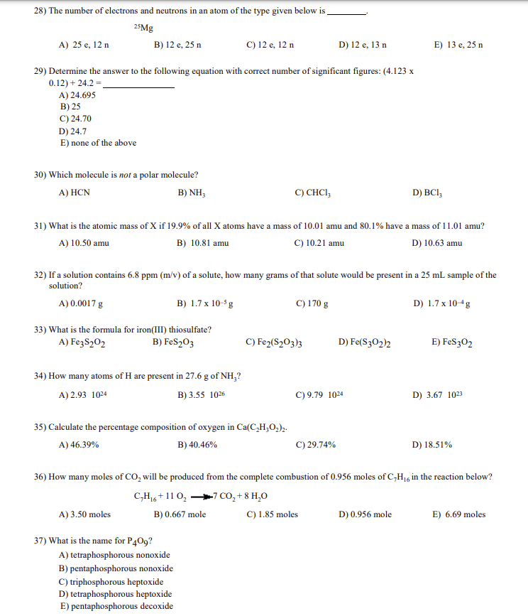 Solved 28) The number of electrons and neutrons in an atom | Chegg.com