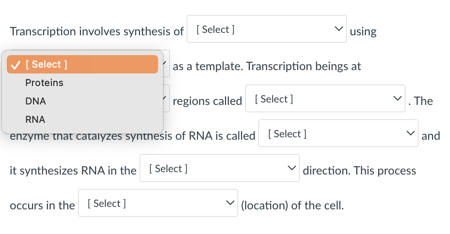 Solved Question 4 3.43 / 4 pts Transcription involves | Chegg.com