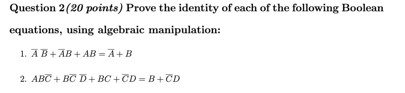 Solved Question 2 (20 points) Prove the identity of each of | Chegg.com