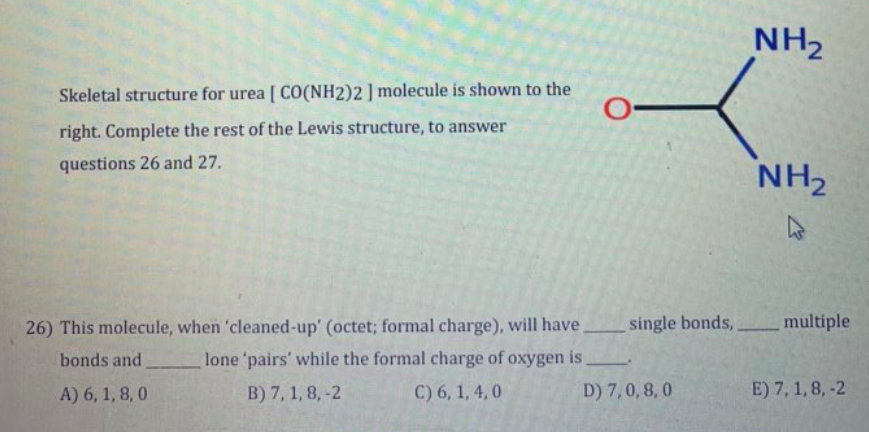 Nh2 Skeletal Structure For Urea Co Nh2 2 Molecule Chegg Com