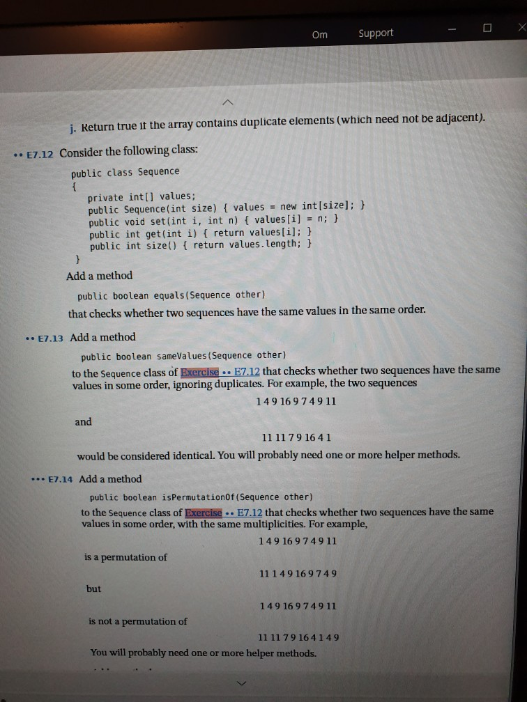 Solved Support Om i. Return true it the array contains | Chegg.com