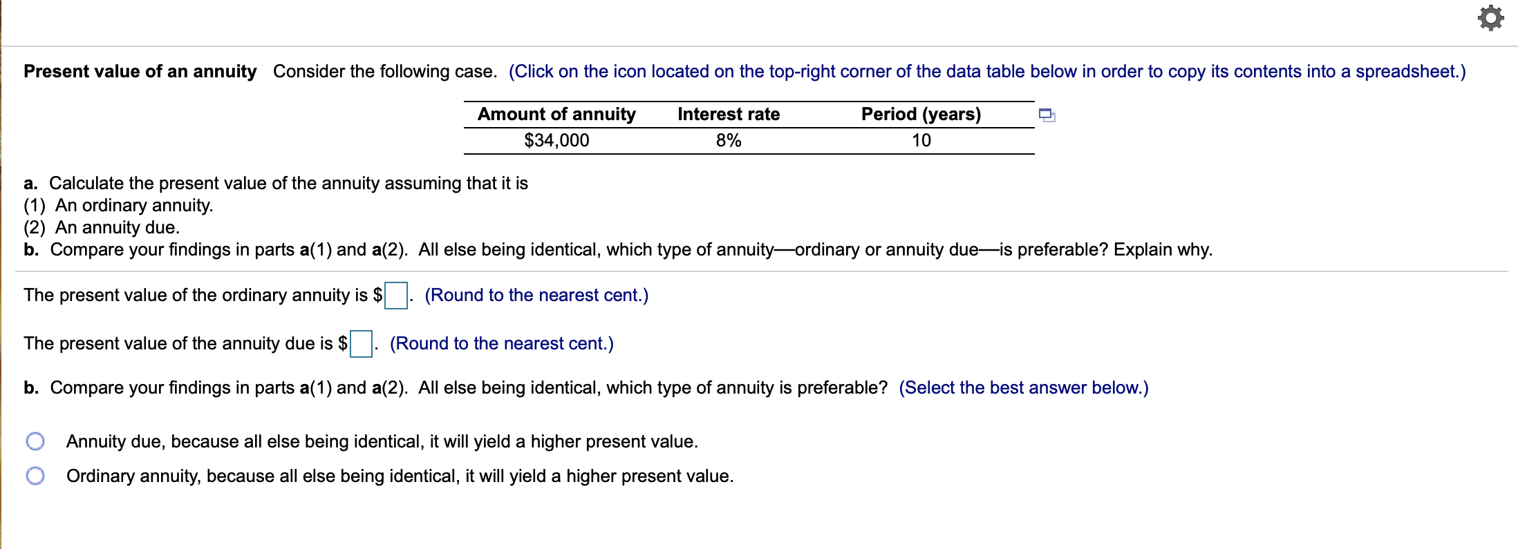 Solved Present Value Of An Annuity Consider The Following | Chegg.com