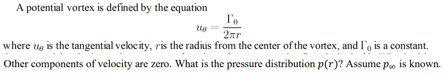 Solved A potential vortex is defined by the equation Γο Иө | Chegg.com