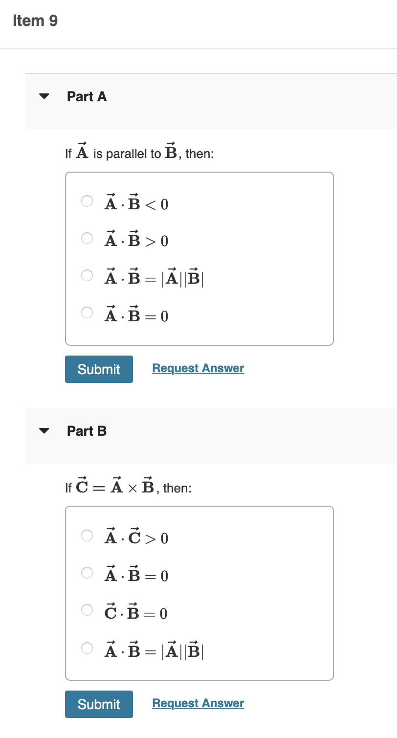 Solved If A Is Parallel To B, Then: | Chegg.com