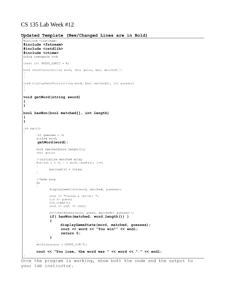 Solved Hangman Code With Text File Basically a code using | Chegg.com
