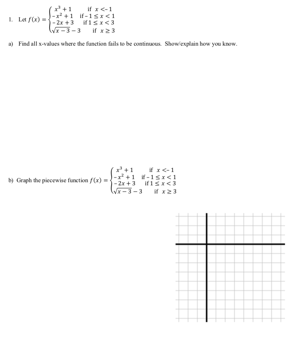 Solved 1 Let X3 1 If X 1 X2 1 If 1 X 1 2x 3 Chegg Com