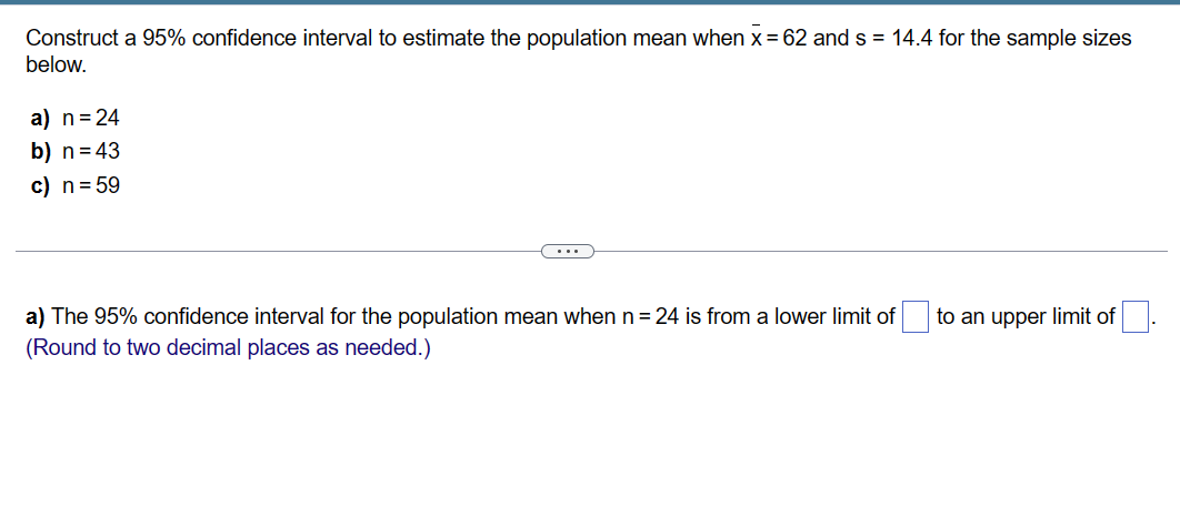 Solved Construct a 95% confidence interval to estimate the | Chegg.com