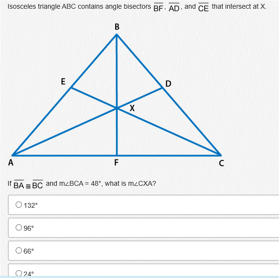 Solved Isosceles Triangle Abc Contains Angle Bisectors Bf 4434