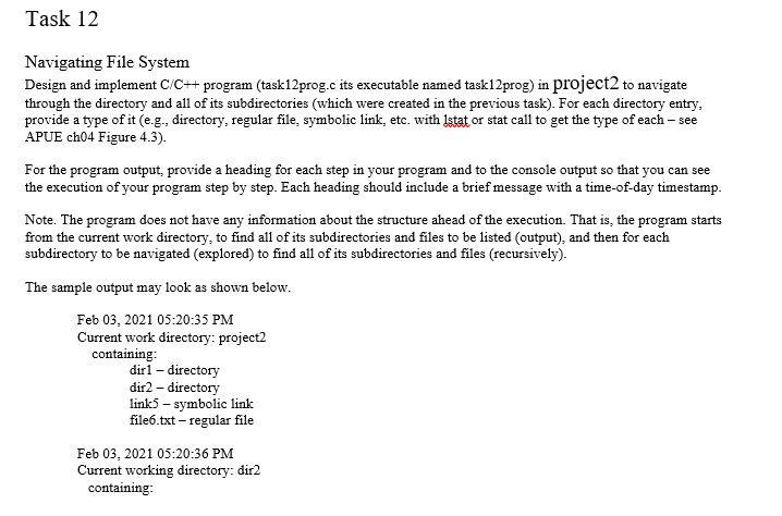 diro dir1 dir2 link5 file6.txt file1.txt file2.txt | Chegg.com