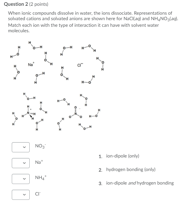 Solved Question 2 (2 points) When ionic compounds dissolve