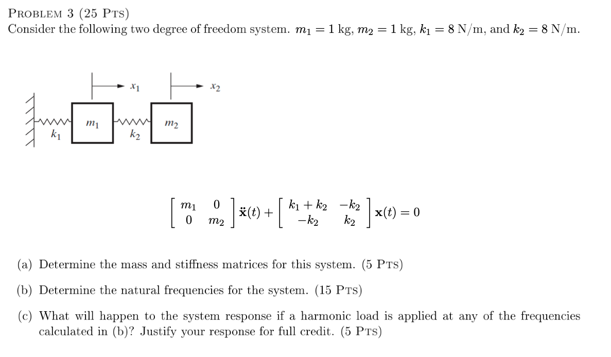 Solved Problem 3 25 Pts Consider The Following Two Degr Chegg Com