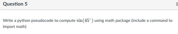Solved Question 1 What are the options for setting up Python | Chegg.com
