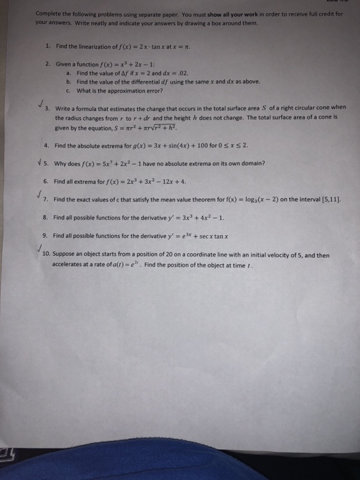 Solved Complete the following problems using separate paper. | Chegg.com